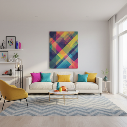 Chromatic Explosion Canvas Art: Abstract Geometric Overlap