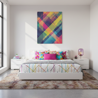 Chromatic Explosion Canvas Art: Abstract Geometric Overlap