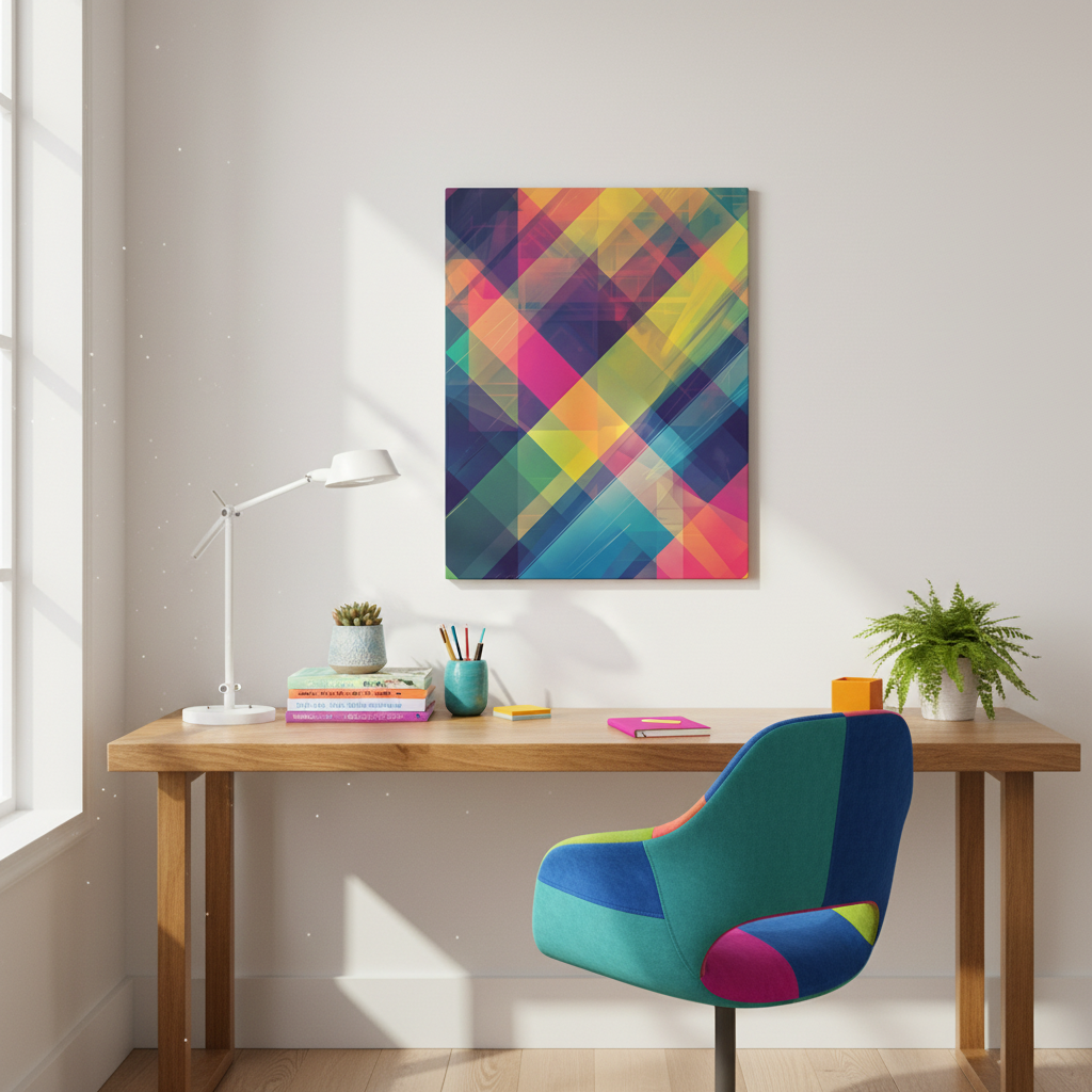 Chromatic Explosion Canvas Art: Abstract Geometric Overlap