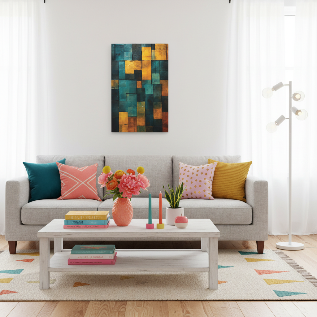 Colorful Abstract Canvas Art Print, Modern Home Decor