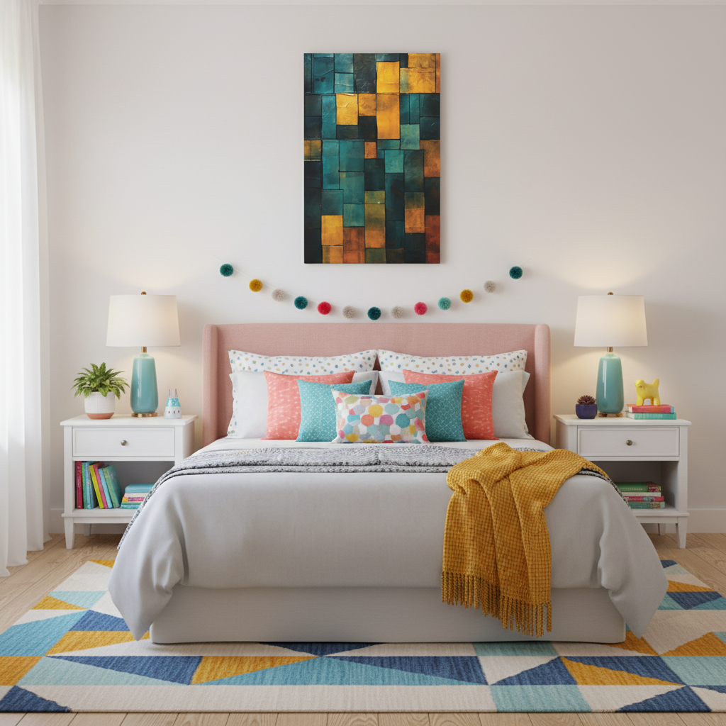 Colorful Abstract Canvas Art Print, Modern Home Decor