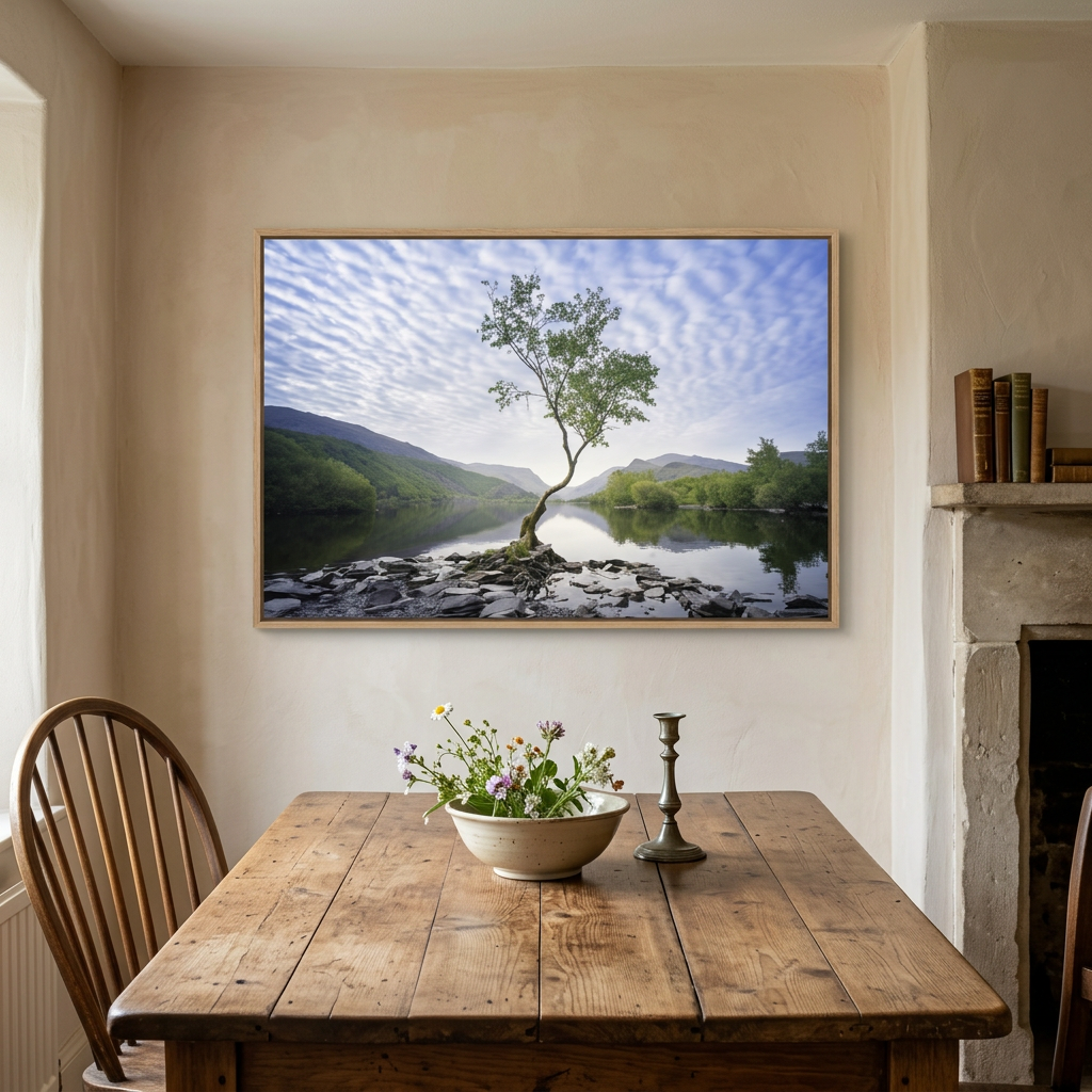 Llyn Padarn in July, Snowdonia – Lone Tree Reflections Under Summer Skies | By Photographer Gareth Mon Jones