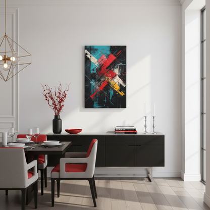 Crimson Impact — Bold Geometric Abstract Wall Art