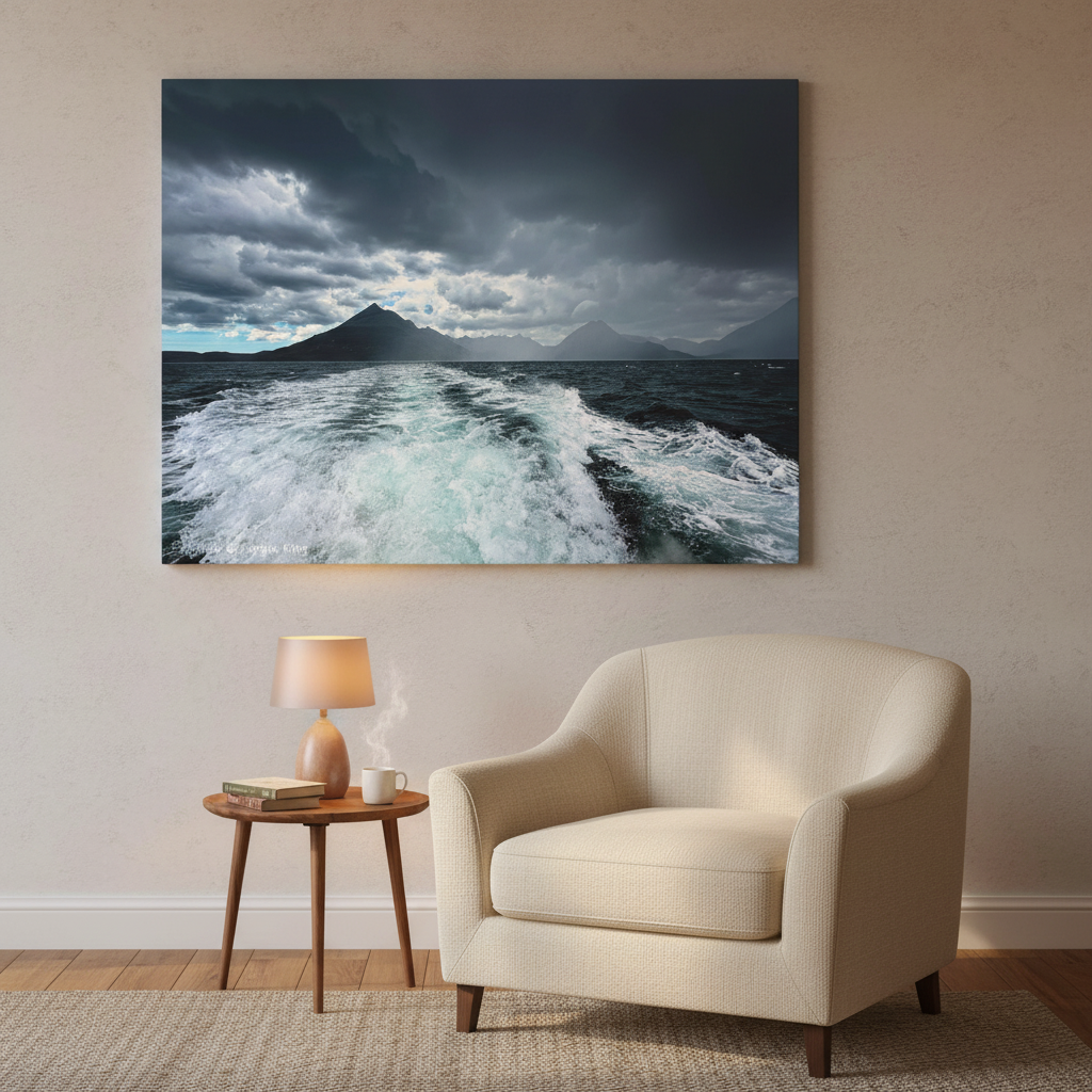 Cuillin Mountains Seascape – Canvas Print by Photographer Fergus King