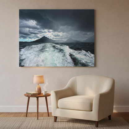 Cuillin Mountains Seascape – Canvas Print by Photographer Fergus King