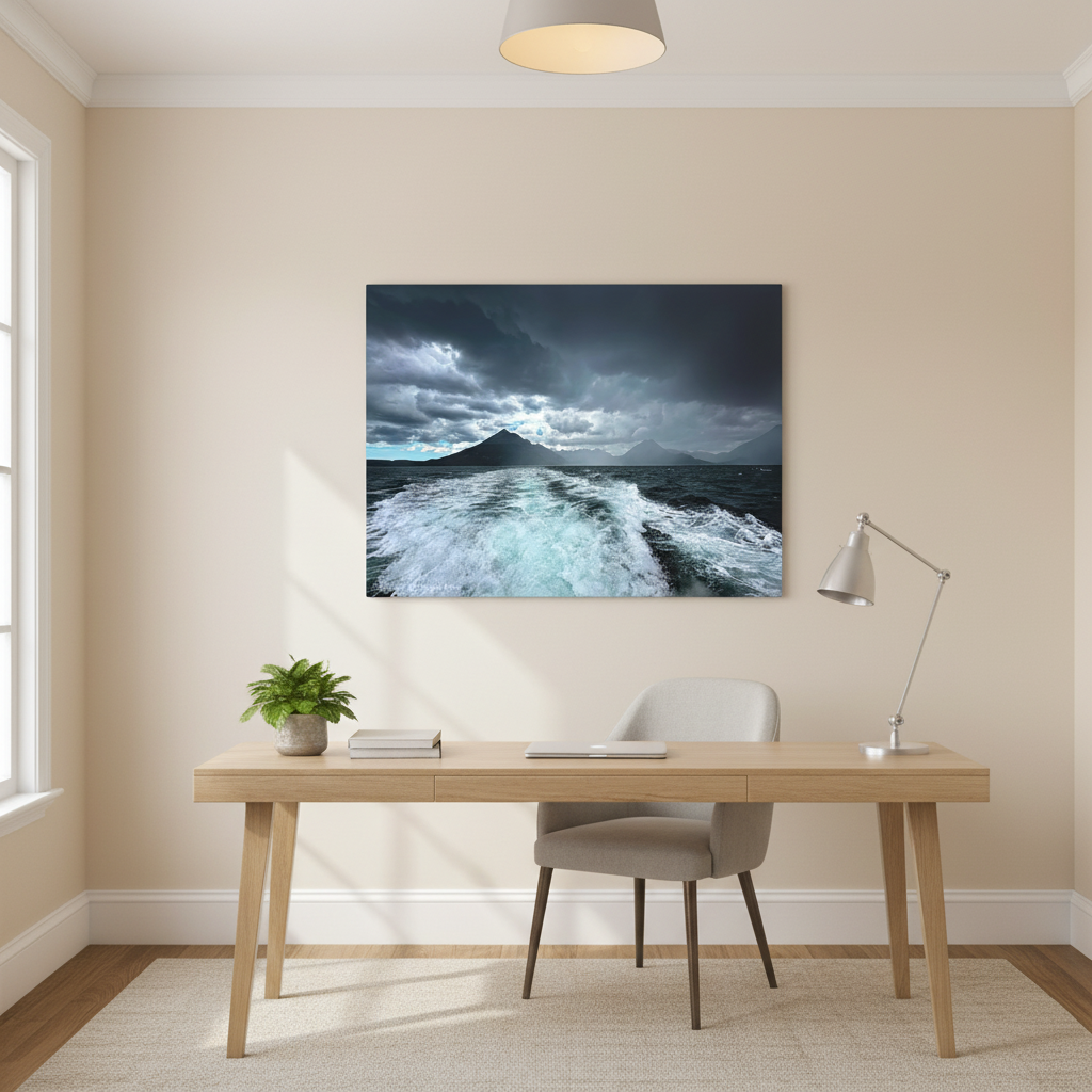Cuillin Mountains Seascape – Canvas Print by Photographer Fergus King