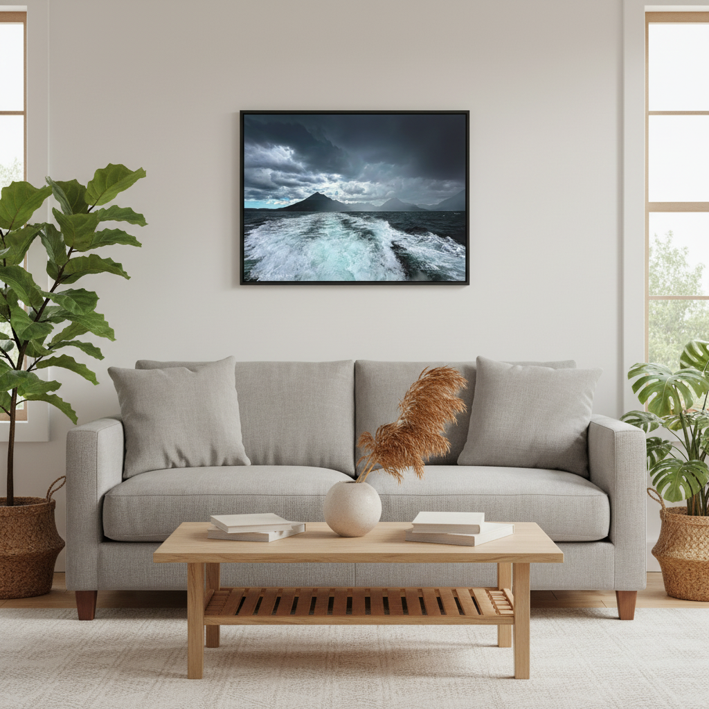 Cuillin Mountains Seascape – Canvas Print by Photographer Fergus King