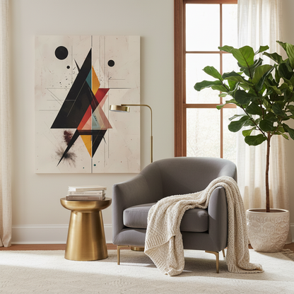 Deconstructed Geometry Canvas Art: Abstract Tension in Black and Gold