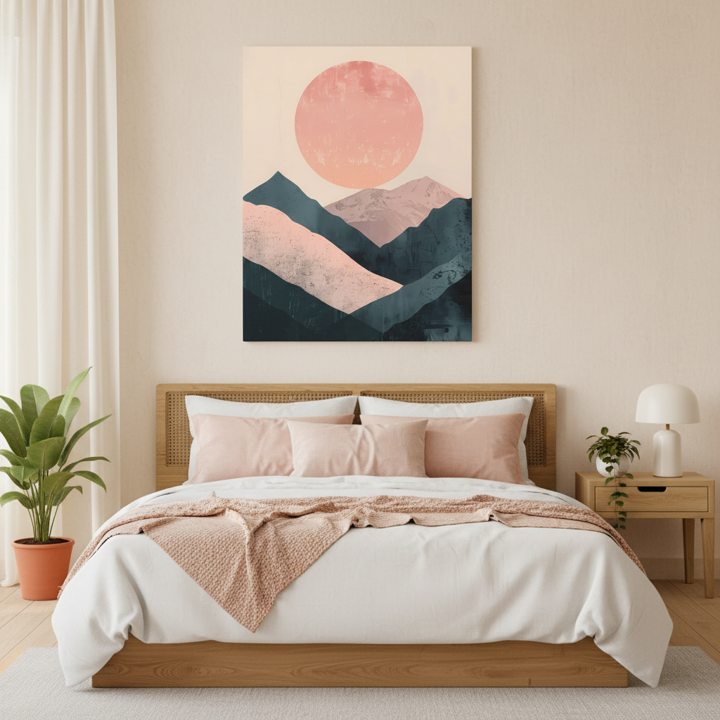 Desert Serenity Canvas Art: Dusty Rose Mountain Sunset