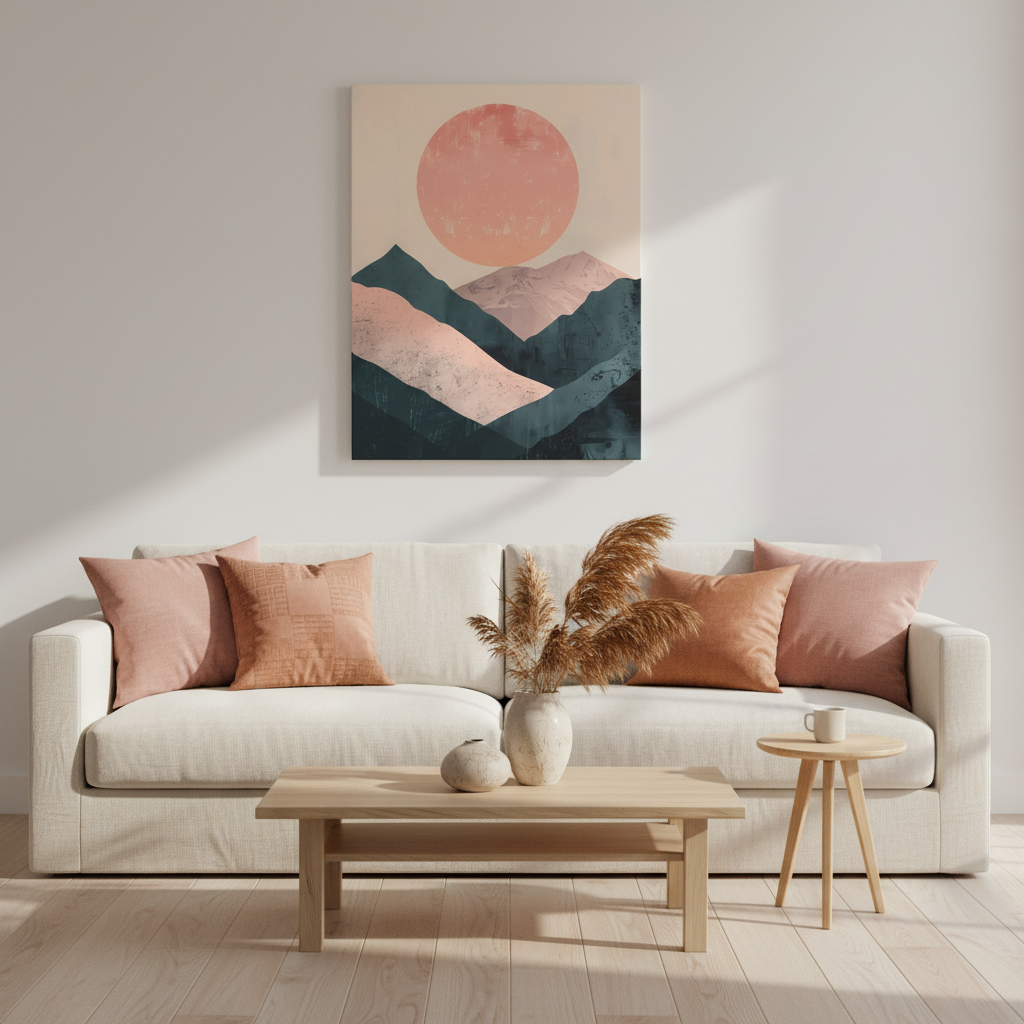 Desert Serenity Canvas Art: Dusty Rose Mountain Sunset