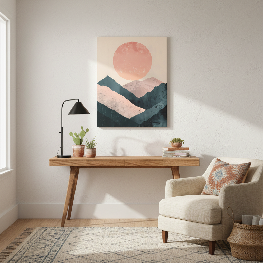 Desert Serenity Canvas Art: Dusty Rose Mountain Sunset