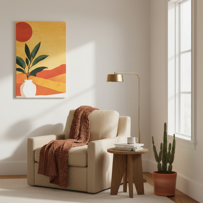 Desert Sun Plant Canvas — Matte Stretched Wall Art