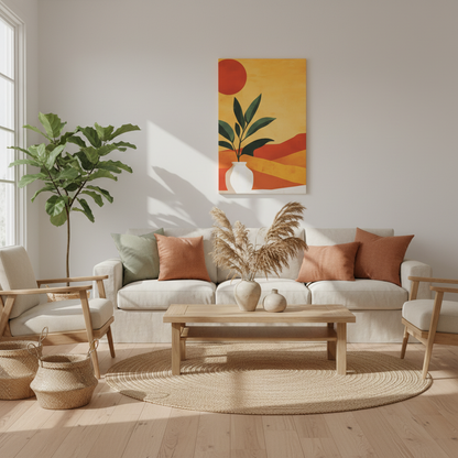 Desert Sun Plant Canvas — Matte Stretched Wall Art