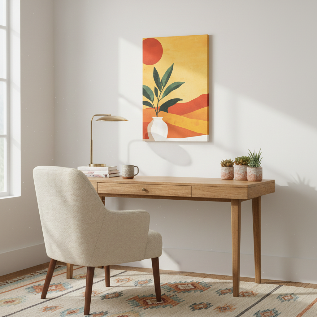 Desert Sun Plant Canvas — Matte Stretched Wall Art
