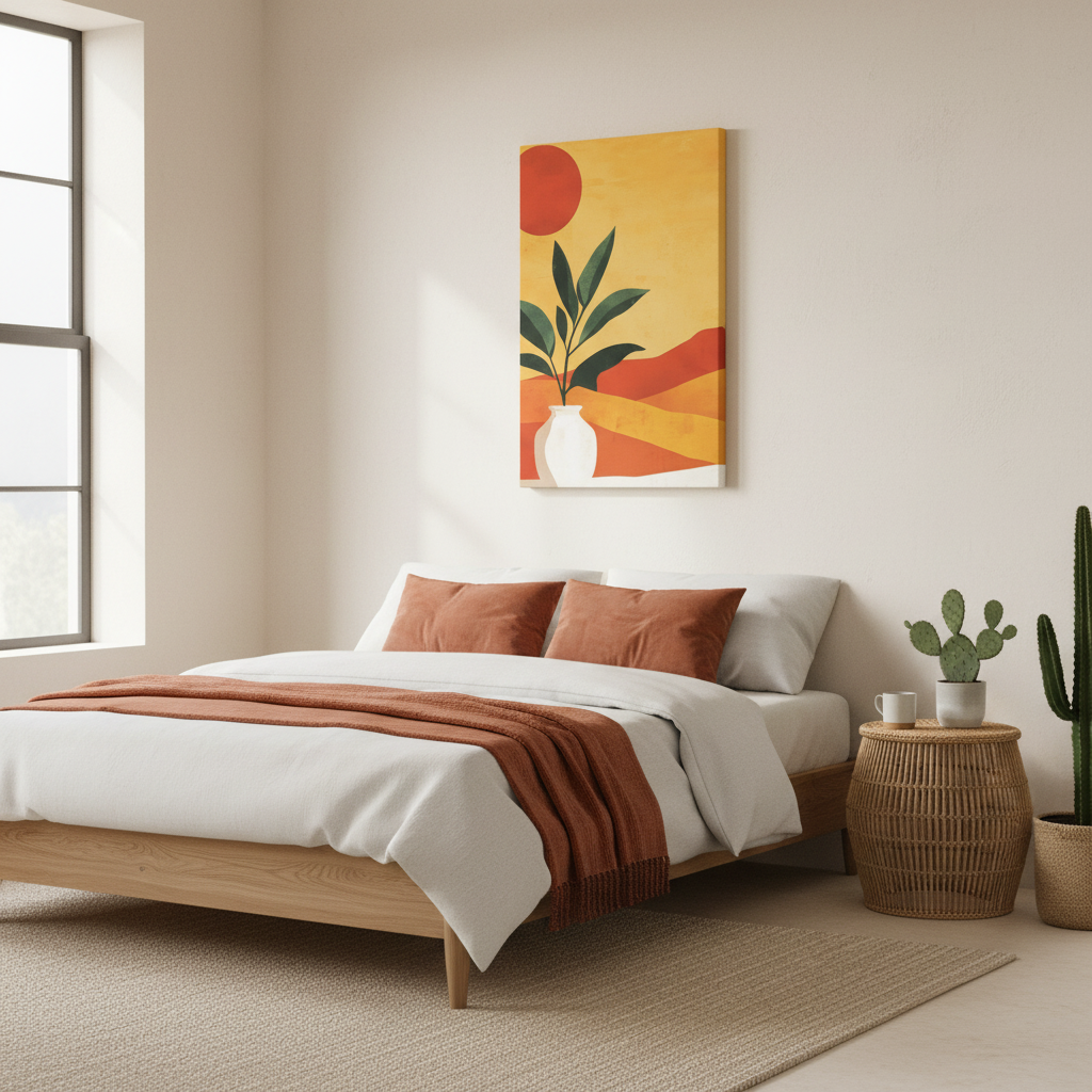 Desert Sun Plant Canvas — Matte Stretched Wall Art