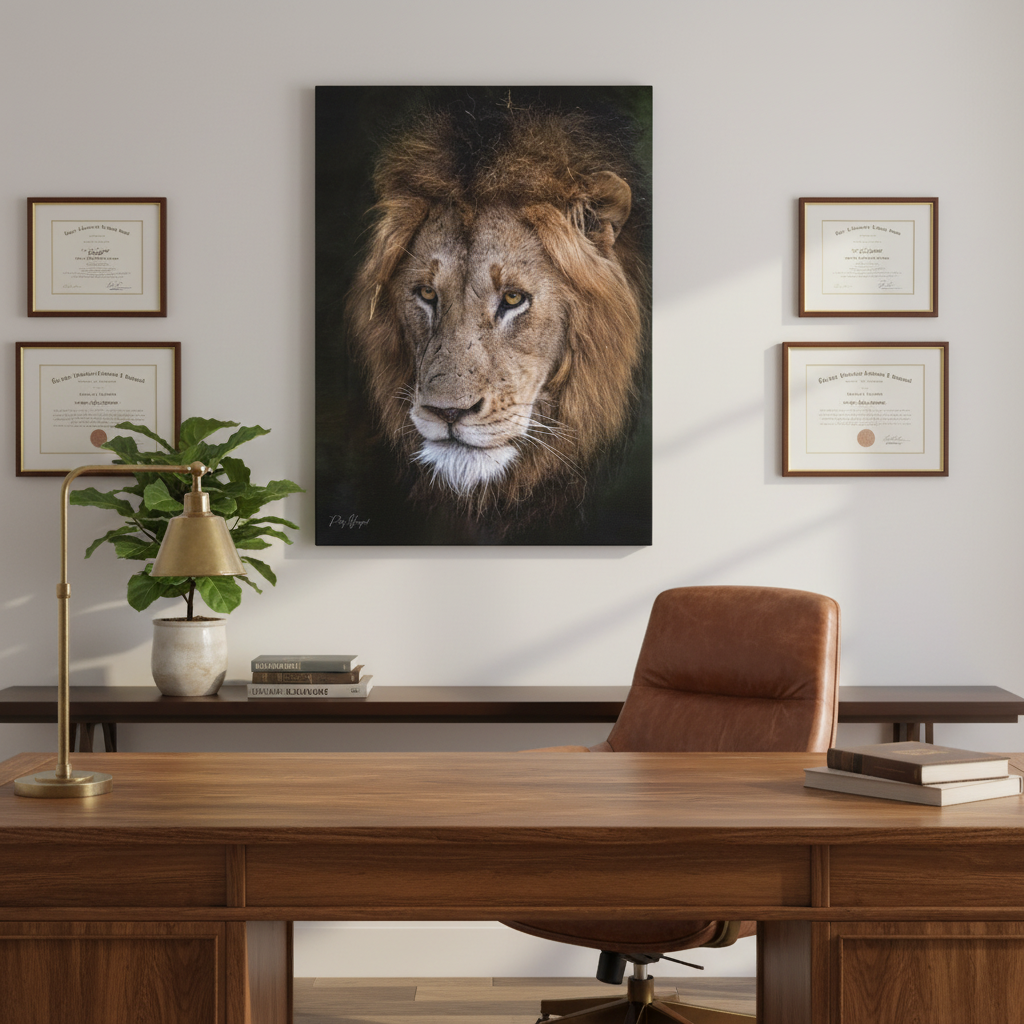 Male Lion Close‑Up in Shadow – By Photographer Patsy Weingart