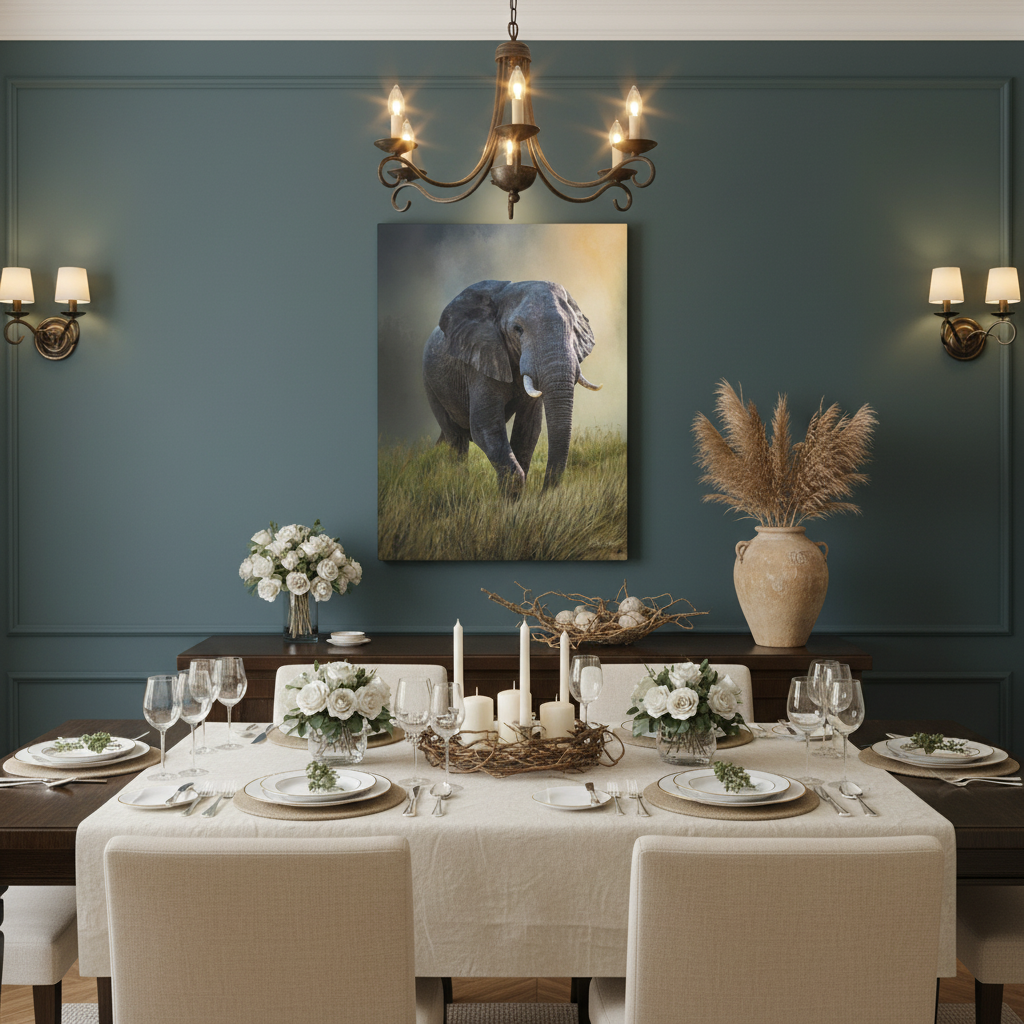 Majestic Presence – Male Elephant in Long Grass by Photographer Patsy Weingart