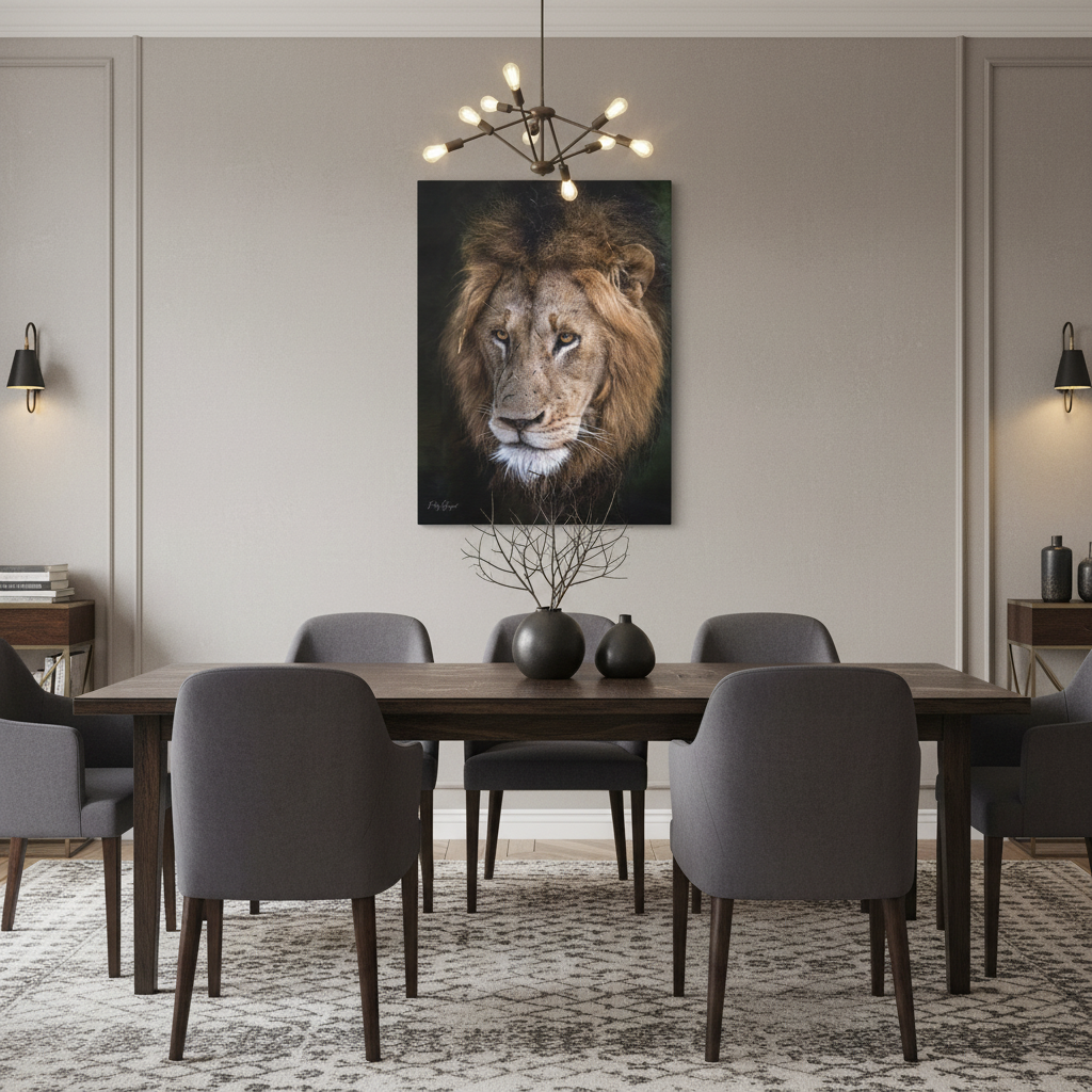 Male Lion Close‑Up in Shadow – By Photographer Patsy Weingart