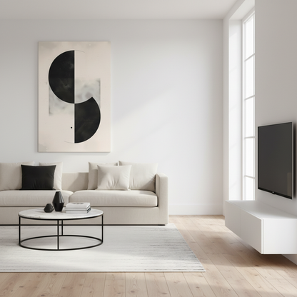 Duality — Black and White Abstract Circle Poster