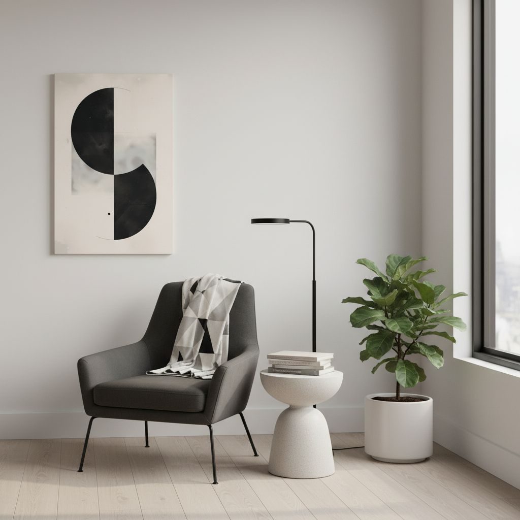 Duality — Black and White Abstract Circle Poster