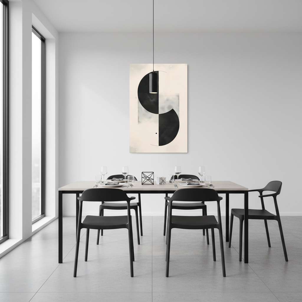 Duality — Black and White Abstract Circle Poster