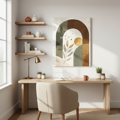 Abstract Arch Botanical Canvas Print — Earth Tone Minimal Wall Art