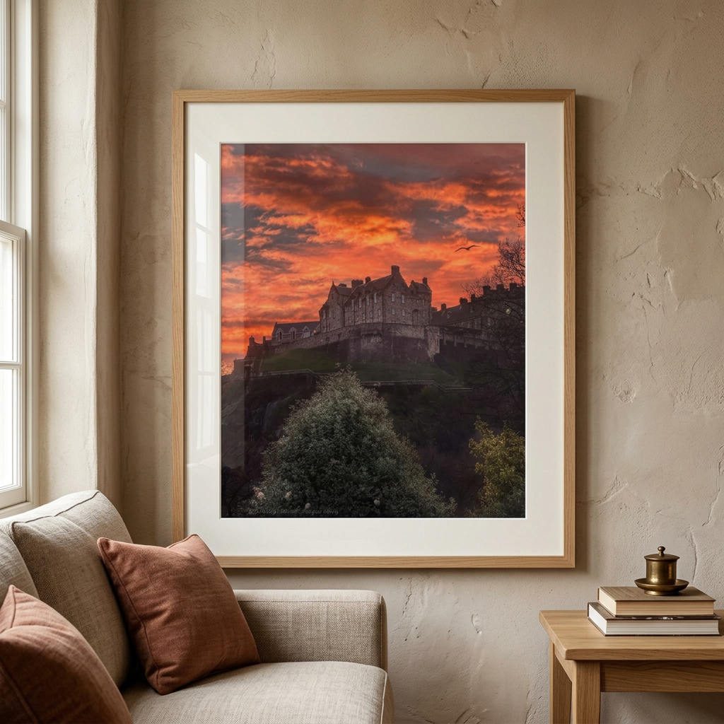 Edinburgh Castle at Sunset Fine Art Print by Photographer Fergus King