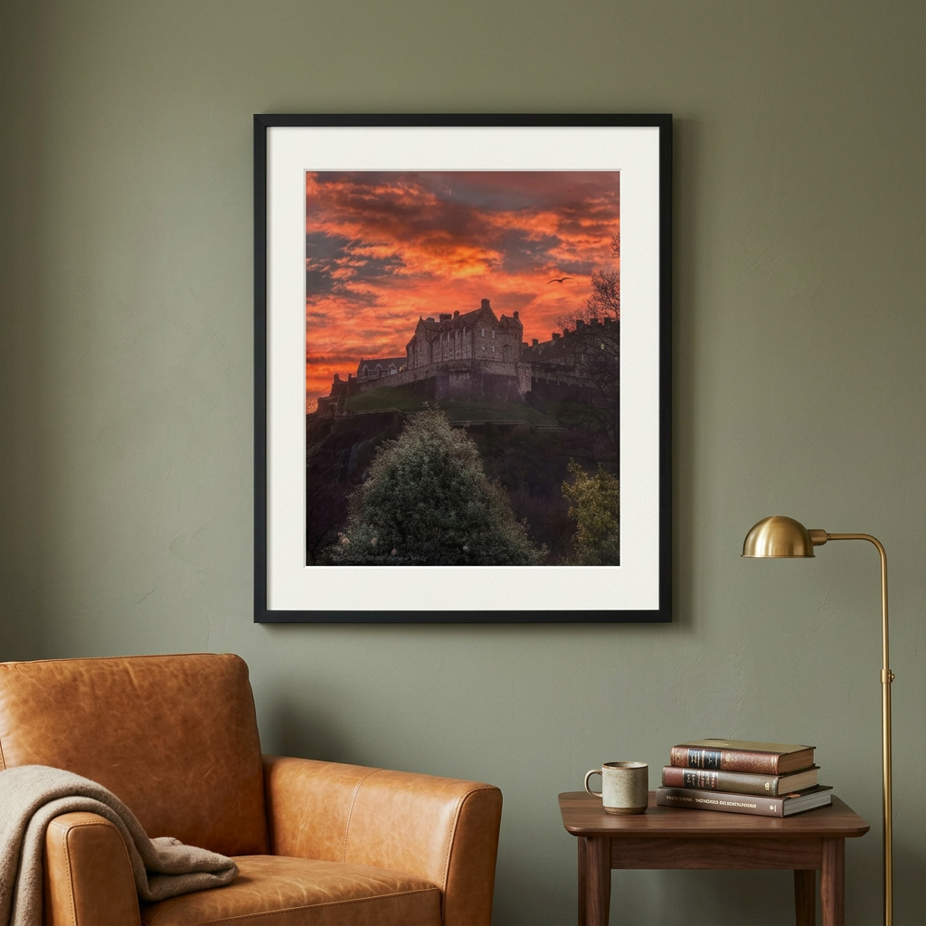 Edinburgh Castle at Sunset Fine Art Print by Photographer Fergus King