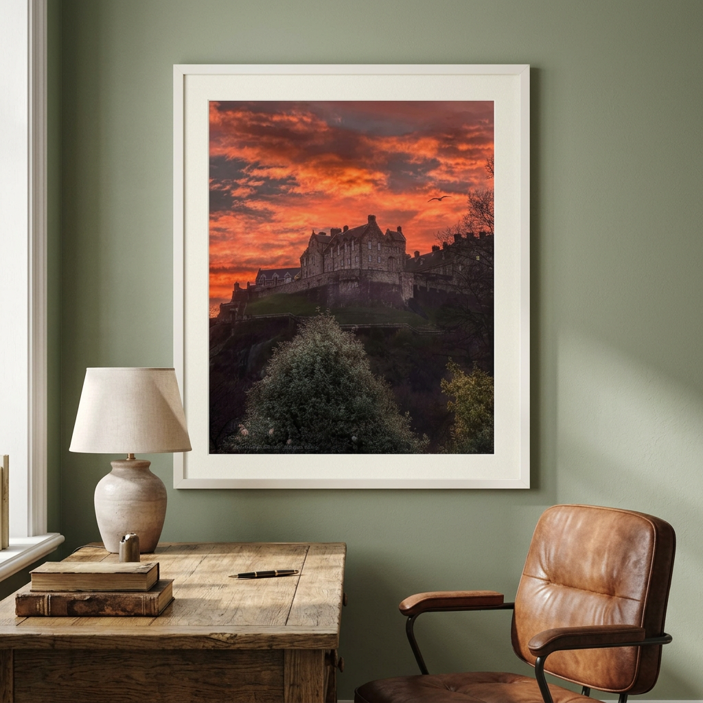 Edinburgh Castle at Sunset Fine Art Print by Photographer Fergus King