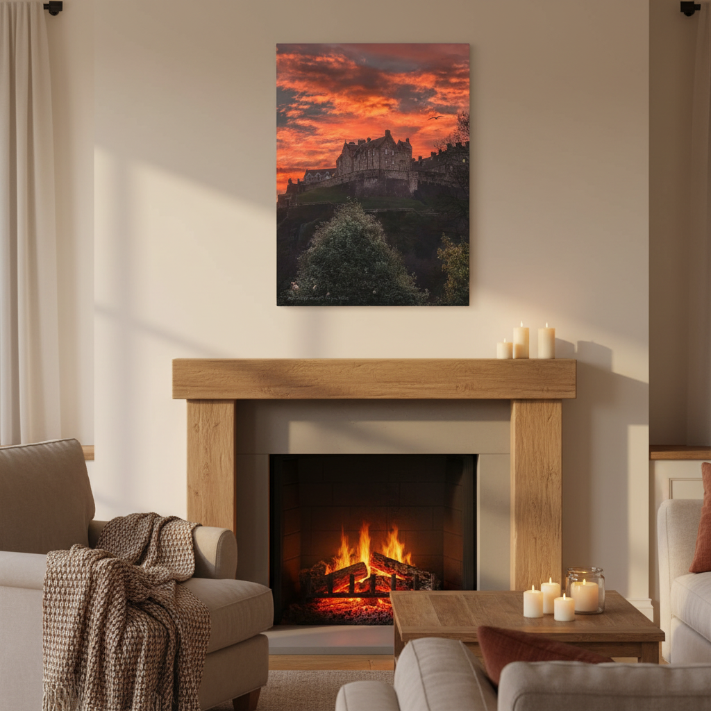 Edinburgh Castle Sunset canvas print – By photographer Fergus King