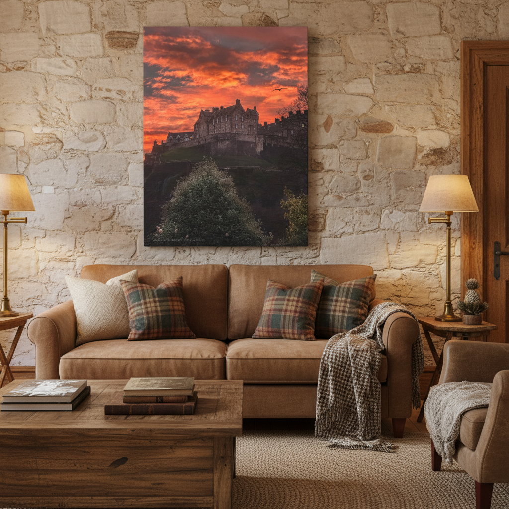 Edinburgh Castle Sunset canvas print – By photographer Fergus King