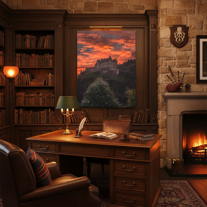 Edinburgh Castle Sunset canvas print – By photographer Fergus King