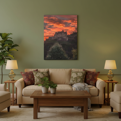 Edinburgh Castle Sunset canvas print – By photographer Fergus King