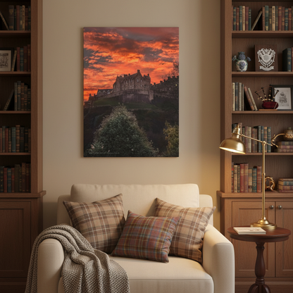 Edinburgh Castle Sunset canvas print – By photographer Fergus King