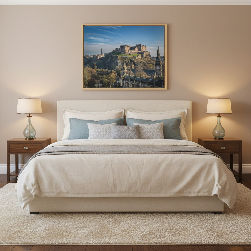 Edinburgh Castle in Sunlight, Scotland – Canvas Print by Fergus King