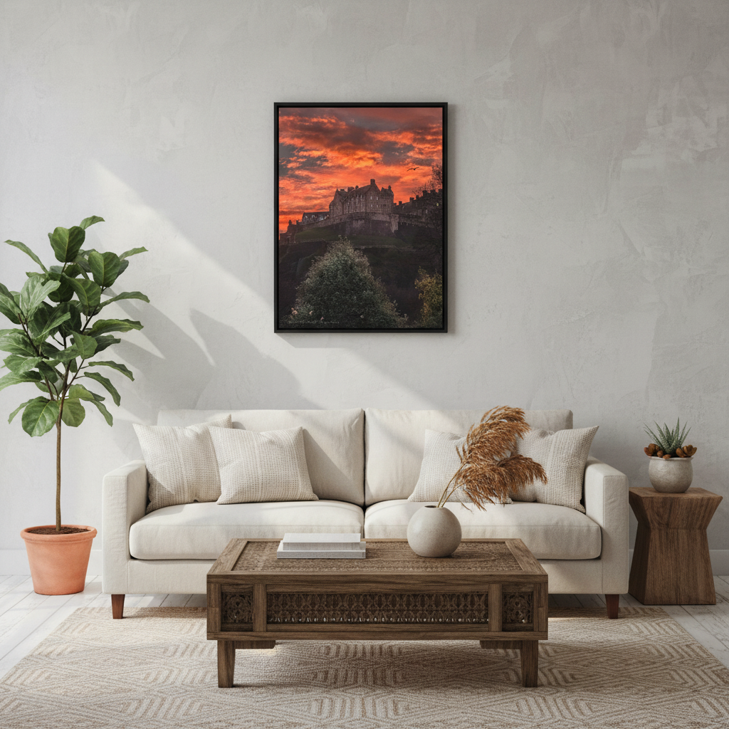 Edinburgh Castle Sunset canvas print – By photographer Fergus King