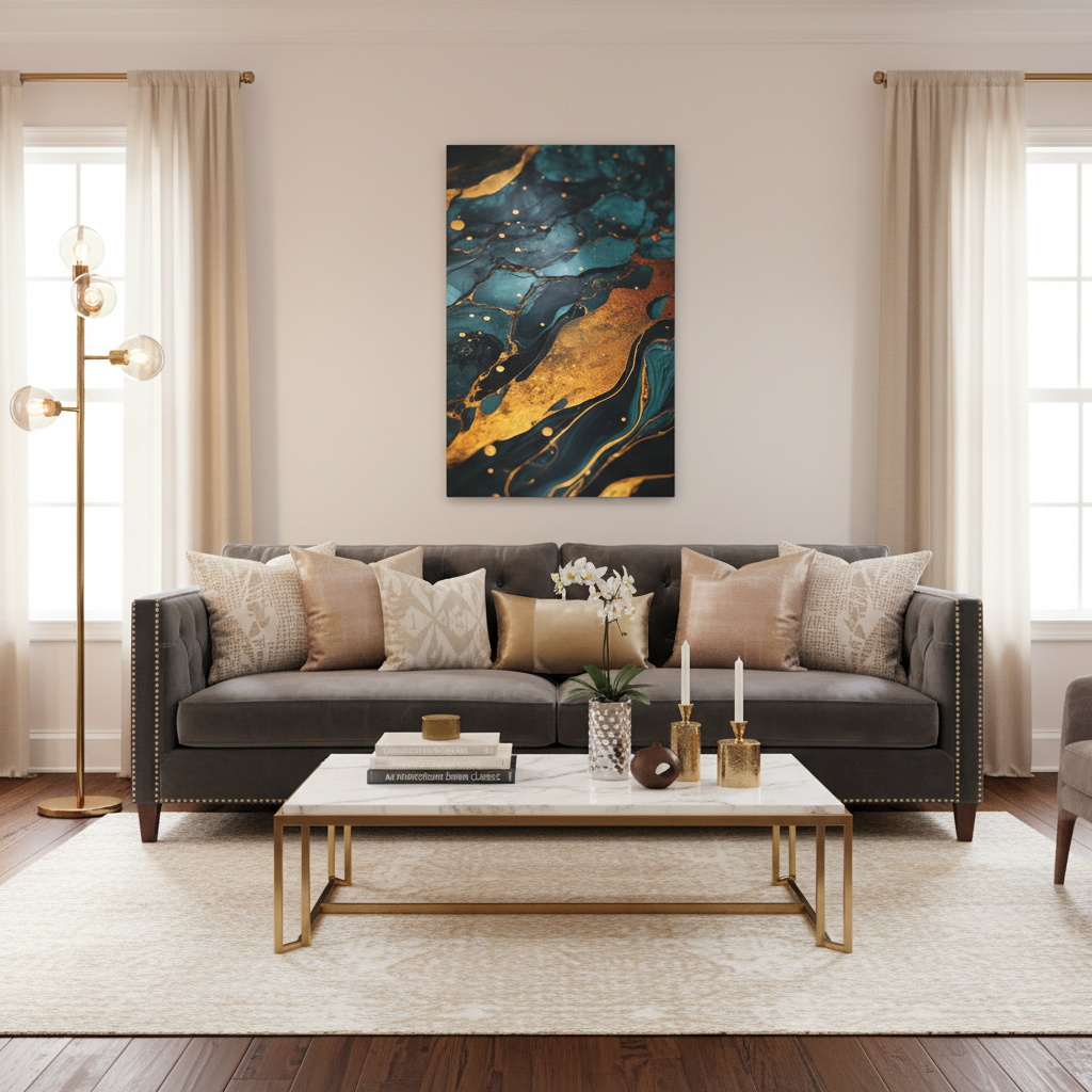 Elegant Abstract Wall Art Canvas Print, Modern Home Decor