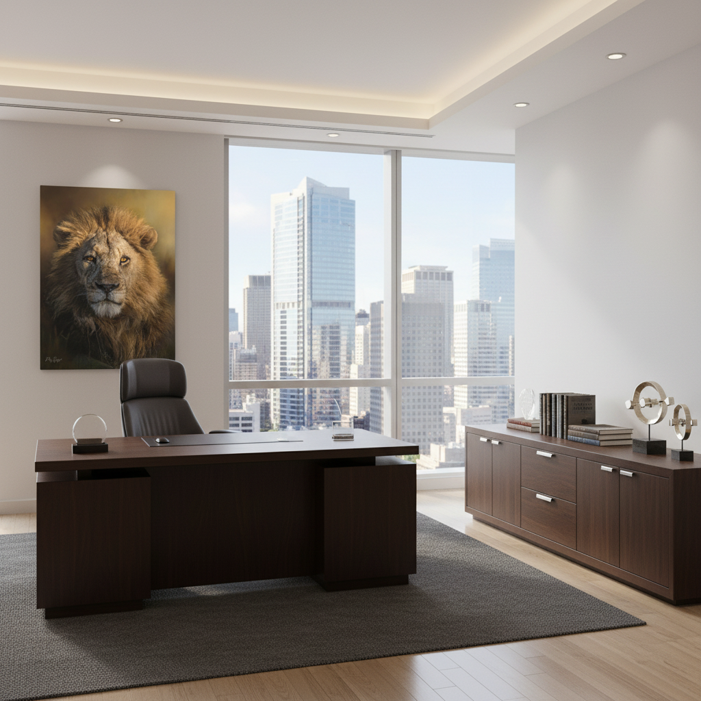 Majestic Lion in Golden Light – By Photographer Patsy Weingart