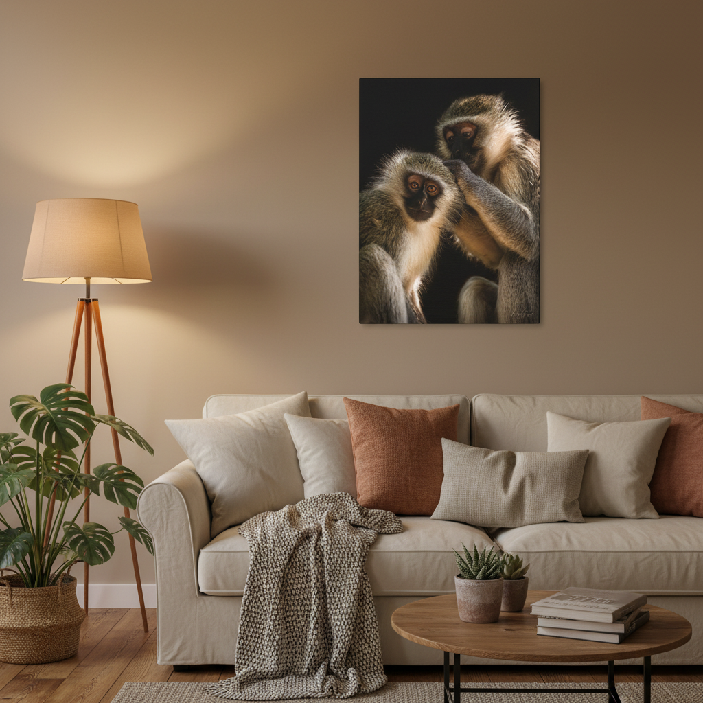 Monkey Companions – Intimate Wildlife Portrait Canvas by Photographer Patsy Weingart