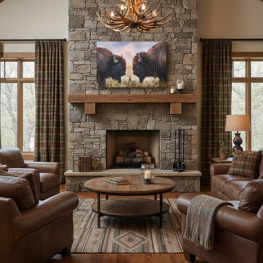 Bison Showdown at Sunrise – Wildlife Canvas Print (Matte 1.25") by Patsy Weingart