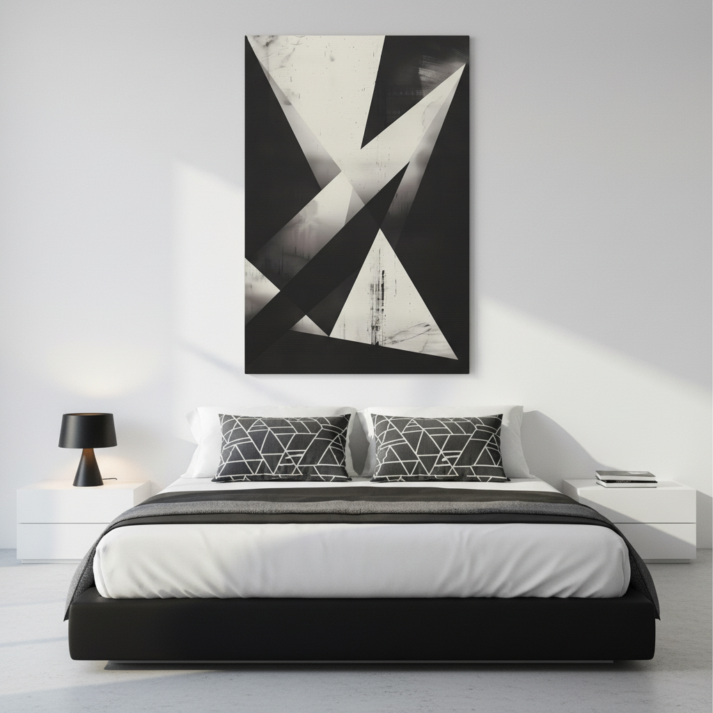 Fractured Silence — Monochrome Geometric Abstract