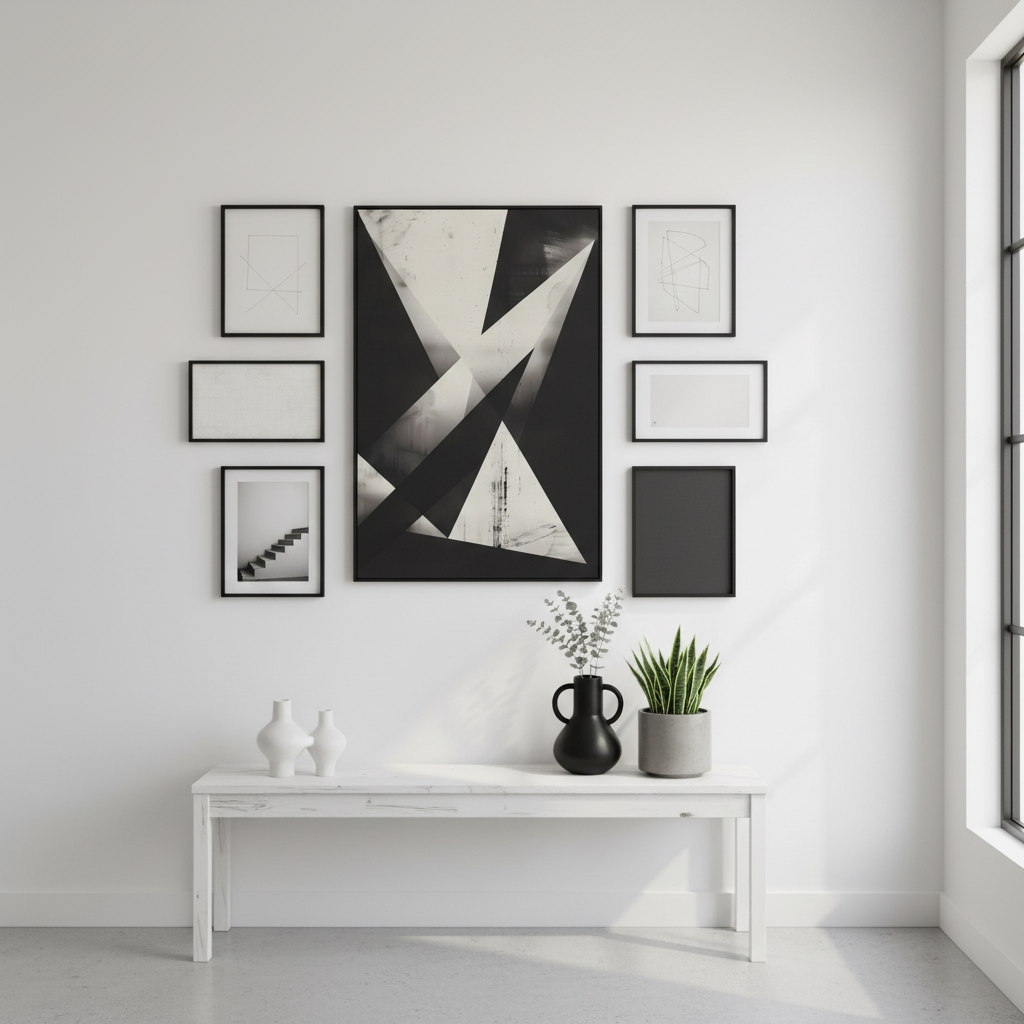 Fractured Silence — Monochrome Geometric Abstract