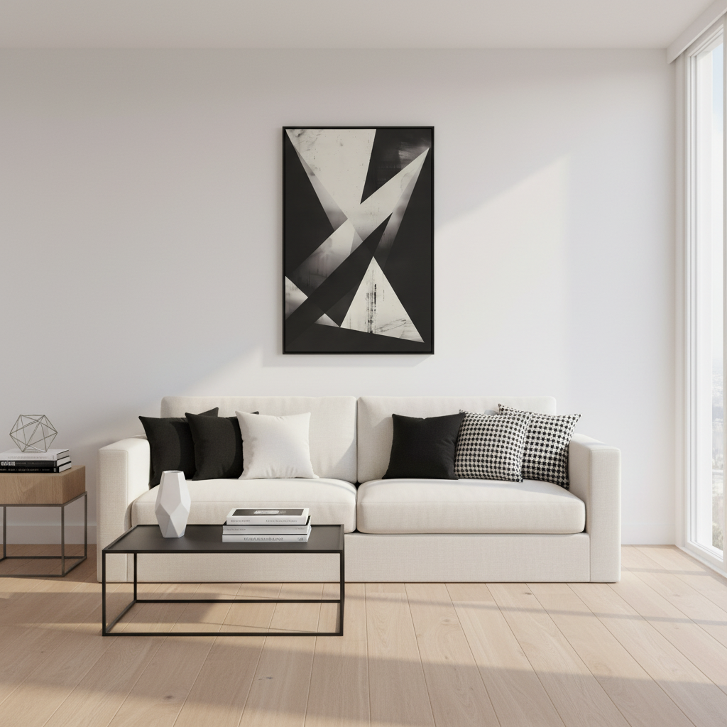Fractured Silence — Monochrome Geometric Abstract