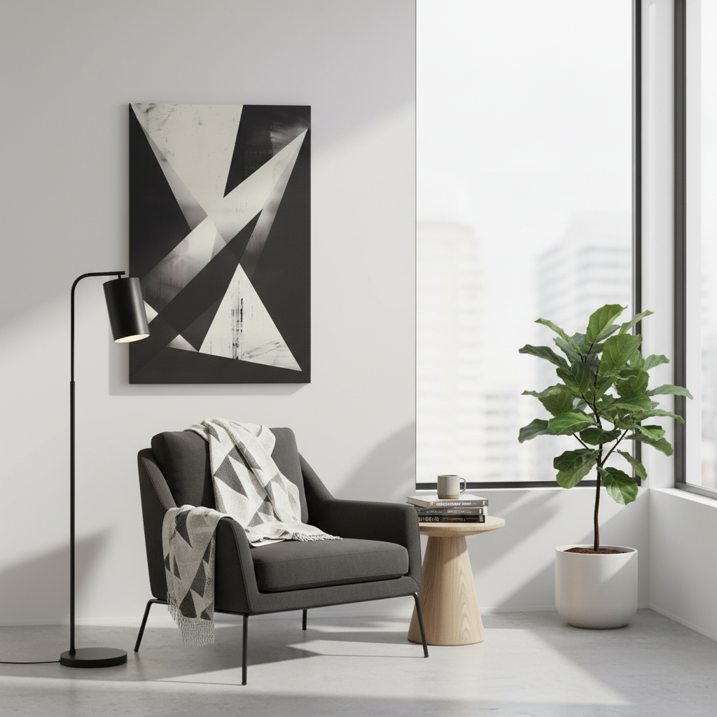 Fractured Silence — Monochrome Geometric Abstract