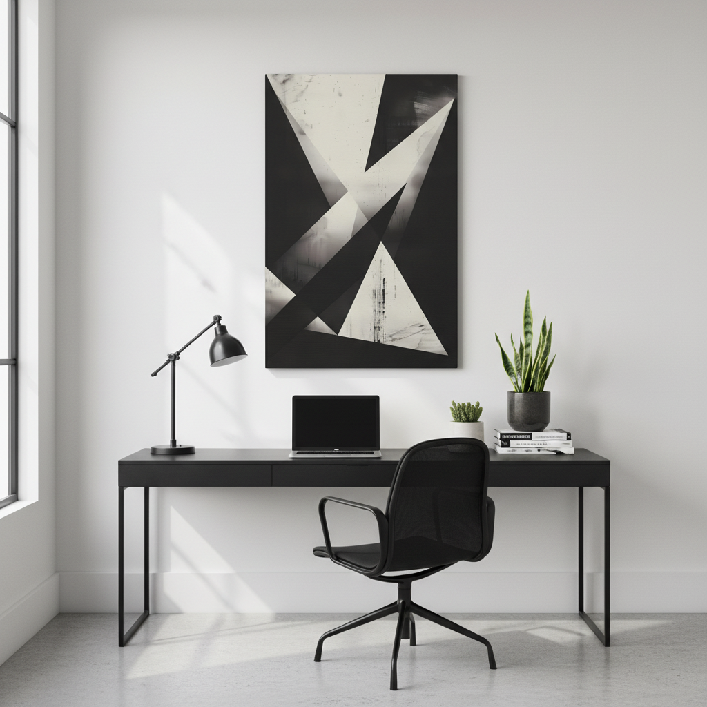 Fractured Silence — Monochrome Geometric Abstract