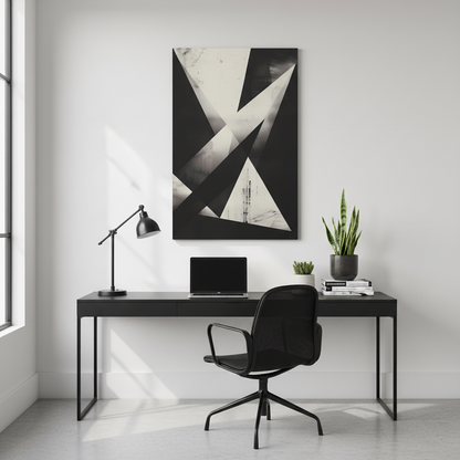 Fractured Silence — Monochrome Geometric Abstract