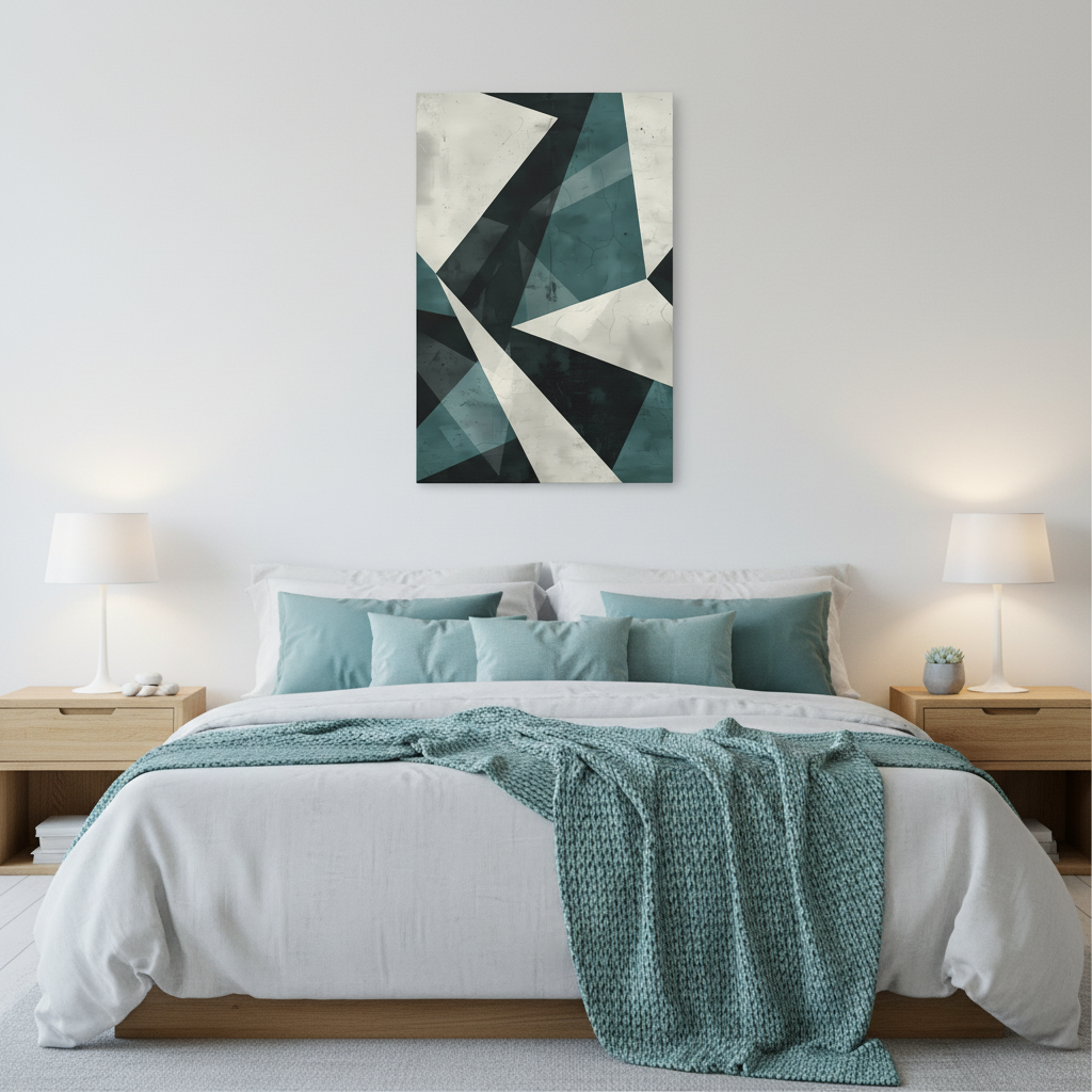 Fractured Teal — Abstract Geometric Art Print