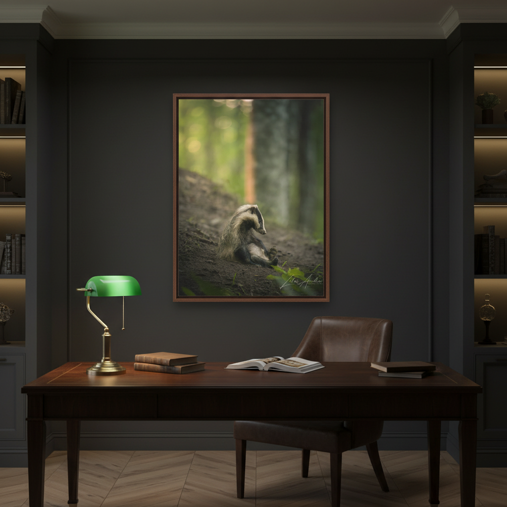 European Badger in Woodland Light – Forest Sentinel at Rest By Photographer Lukas Andersen