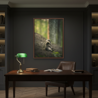 European Badger in Woodland Light – Forest Sentinel at Rest By Photographer Lukas Andersen