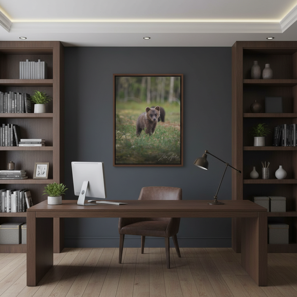 Curious Bear Cub in Forest Clearing – By Photographer Lukas Andersen